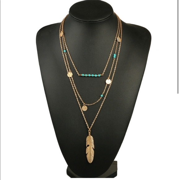 Boho Feather Multilayer Necklace - Picture 3 of 4